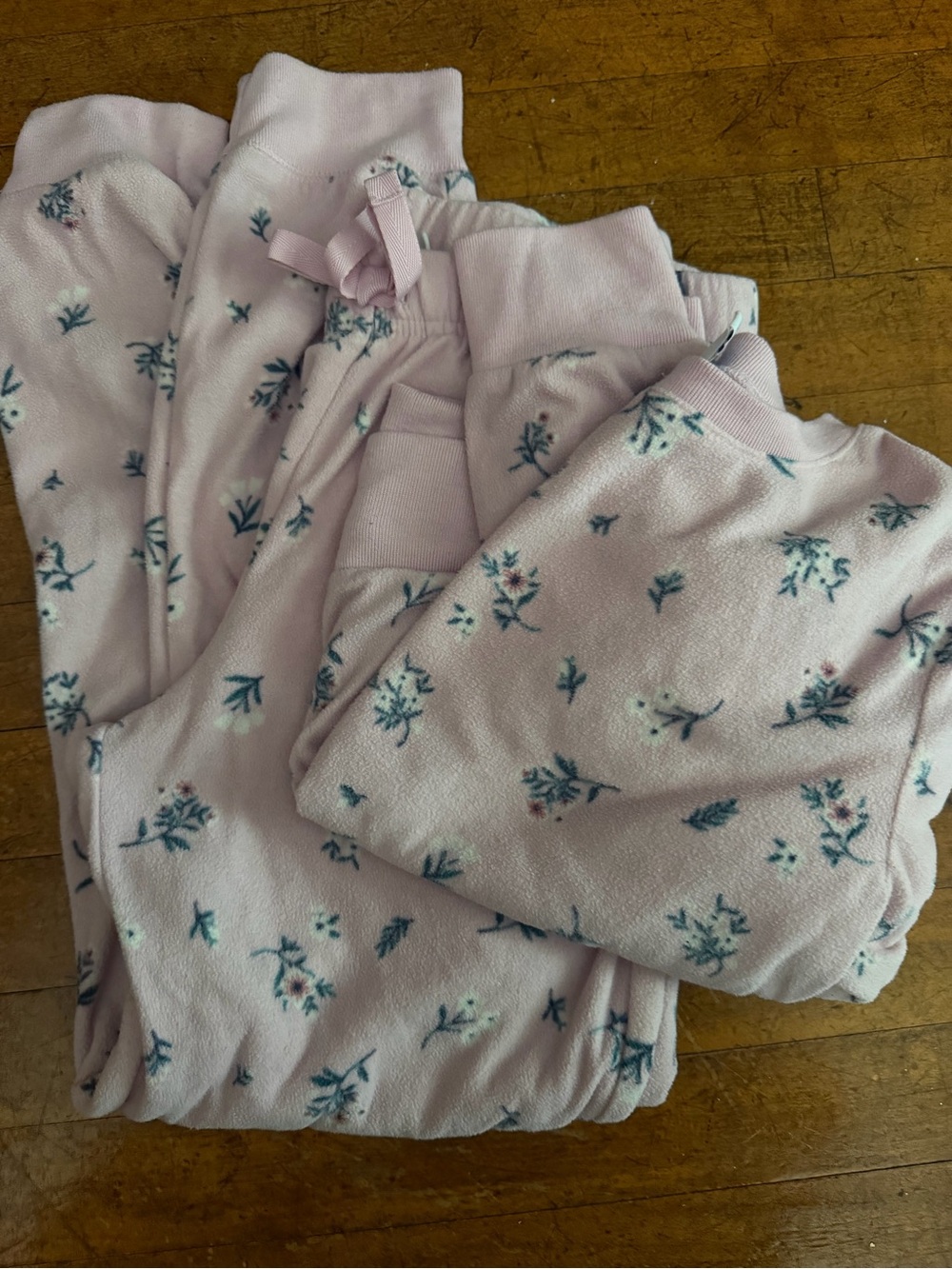 Old Navy Light Pink Floral Fleece Pajama Set for Kids